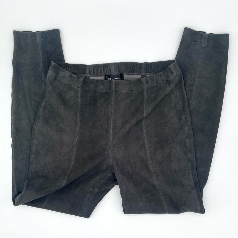 ST.JOHN Suede capri pants pull-on Grey Small